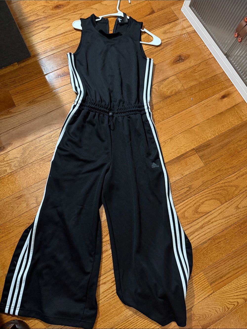 Adidas Black Sleeveless Maxi romper with Side Stripes